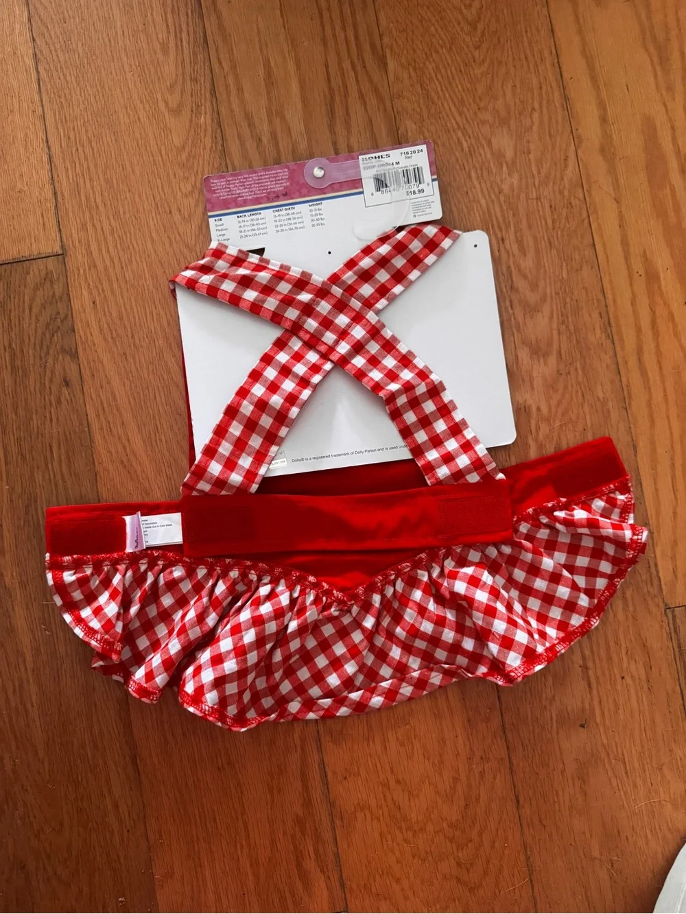 Dolly Parton Doggy Parton Red Gingham Overalls Dress for Dogs Size M NWT